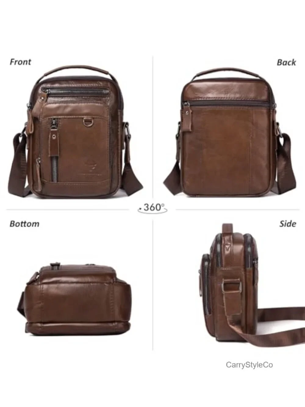 Men's Leather Messenger Bag Crossbody Shoulder Handbag Satchel